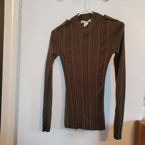 H&M Army Green ribbed top with shoulder detail